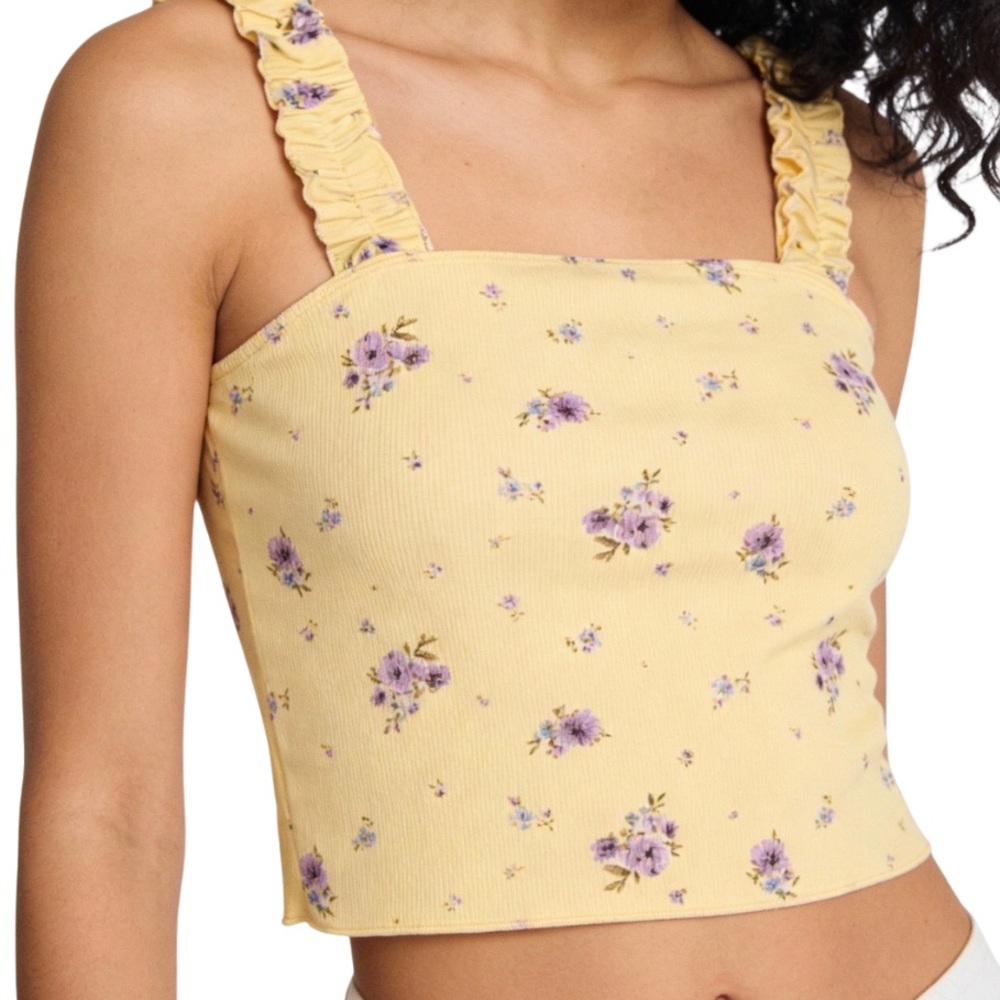 Forever 21 Yellow Floral Crop Top
